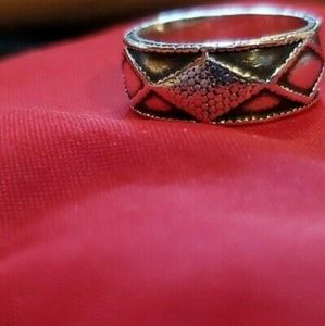 2-Tone Sterling Silver Cigar Band Ring Size 6
